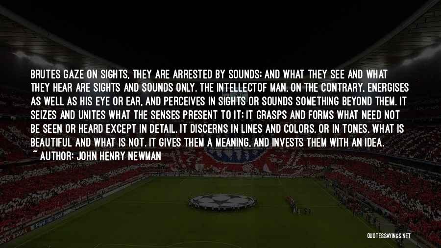 John Henry Newman Quotes: Brutes Gaze On Sights, They Are Arrested By Sounds; And What They See And What They Hear Are Sights And