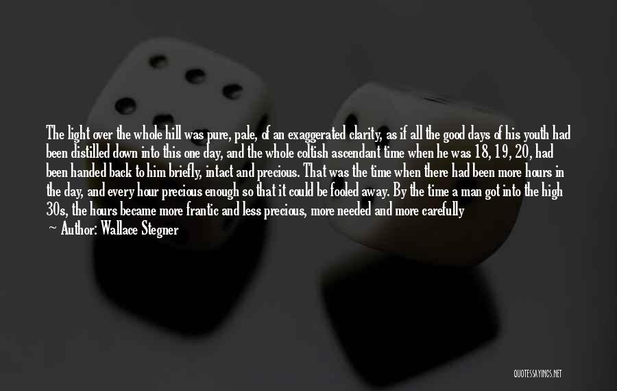 Wallace Stegner Quotes: The Light Over The Whole Hill Was Pure, Pale, Of An Exaggerated Clarity, As If All The Good Days Of