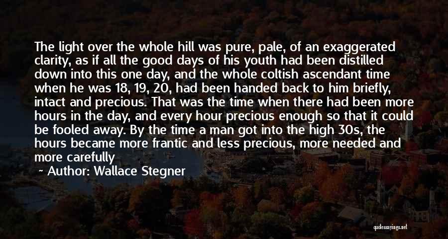 Wallace Stegner Quotes: The Light Over The Whole Hill Was Pure, Pale, Of An Exaggerated Clarity, As If All The Good Days Of