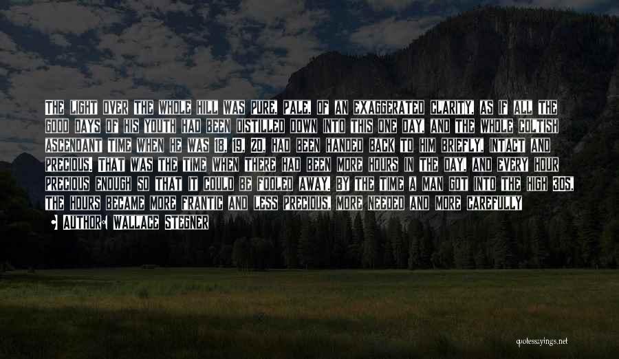 Wallace Stegner Quotes: The Light Over The Whole Hill Was Pure, Pale, Of An Exaggerated Clarity, As If All The Good Days Of