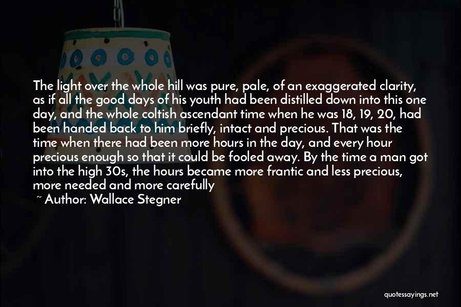 Wallace Stegner Quotes: The Light Over The Whole Hill Was Pure, Pale, Of An Exaggerated Clarity, As If All The Good Days Of