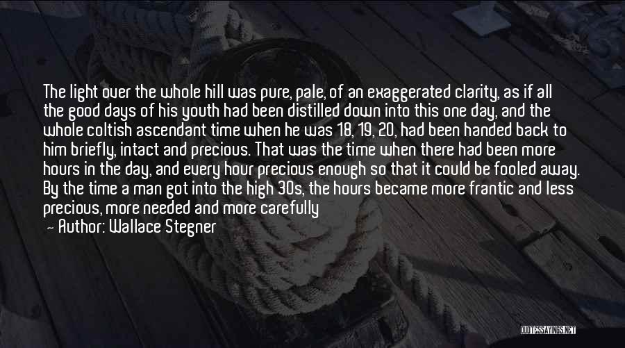 Wallace Stegner Quotes: The Light Over The Whole Hill Was Pure, Pale, Of An Exaggerated Clarity, As If All The Good Days Of