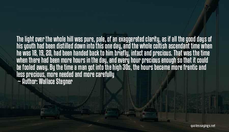 Wallace Stegner Quotes: The Light Over The Whole Hill Was Pure, Pale, Of An Exaggerated Clarity, As If All The Good Days Of