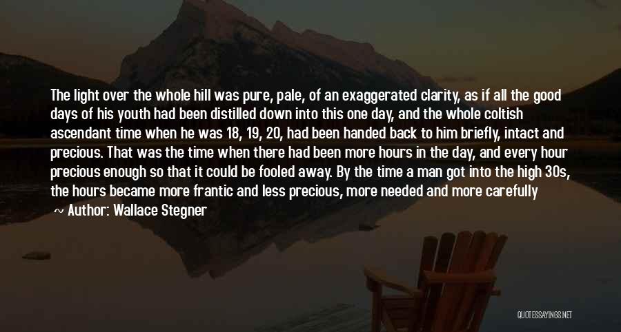 Wallace Stegner Quotes: The Light Over The Whole Hill Was Pure, Pale, Of An Exaggerated Clarity, As If All The Good Days Of