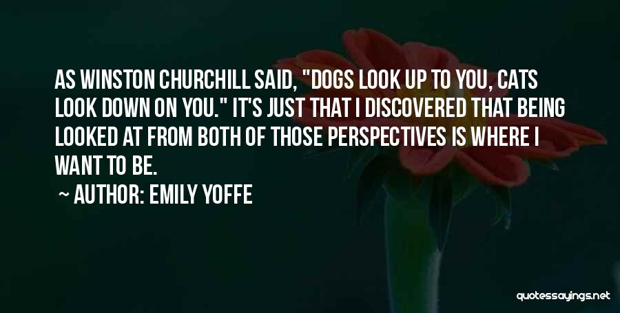Emily Yoffe Quotes: As Winston Churchill Said, Dogs Look Up To You, Cats Look Down On You. It's Just That I Discovered That