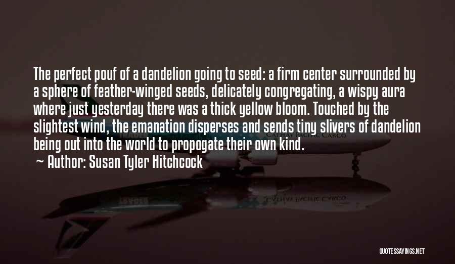 Susan Tyler Hitchcock Quotes: The Perfect Pouf Of A Dandelion Going To Seed: A Firm Center Surrounded By A Sphere Of Feather-winged Seeds, Delicately