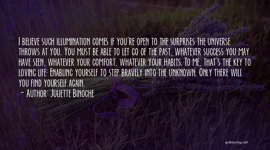 Juliette Binoche Quotes: I Believe Such Illumination Comes If You're Open To The Surprises The Universe Throws At You. You Must Be Able