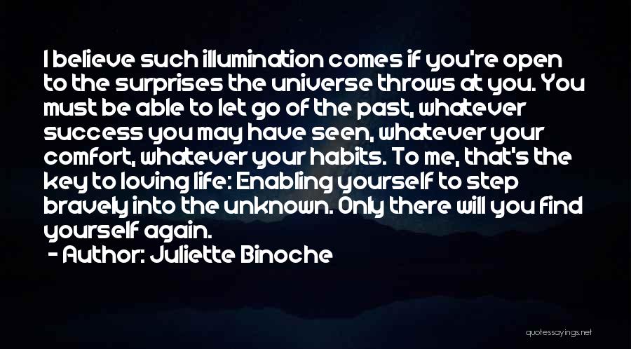 Juliette Binoche Quotes: I Believe Such Illumination Comes If You're Open To The Surprises The Universe Throws At You. You Must Be Able