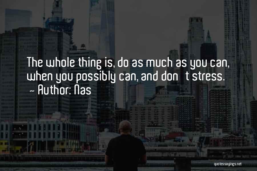 Nas Quotes: The Whole Thing Is, Do As Much As You Can, When You Possibly Can, And Don't Stress.