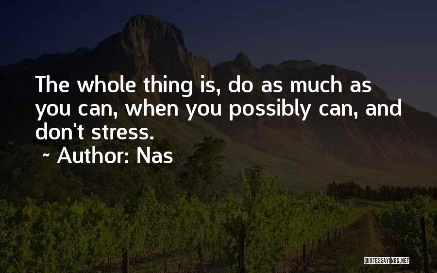 Nas Quotes: The Whole Thing Is, Do As Much As You Can, When You Possibly Can, And Don't Stress.
