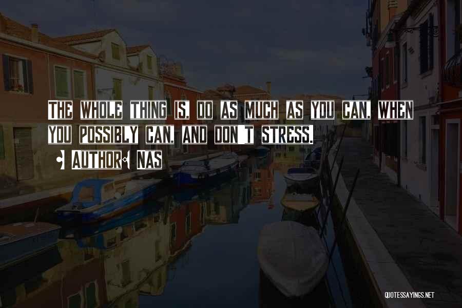 Nas Quotes: The Whole Thing Is, Do As Much As You Can, When You Possibly Can, And Don't Stress.