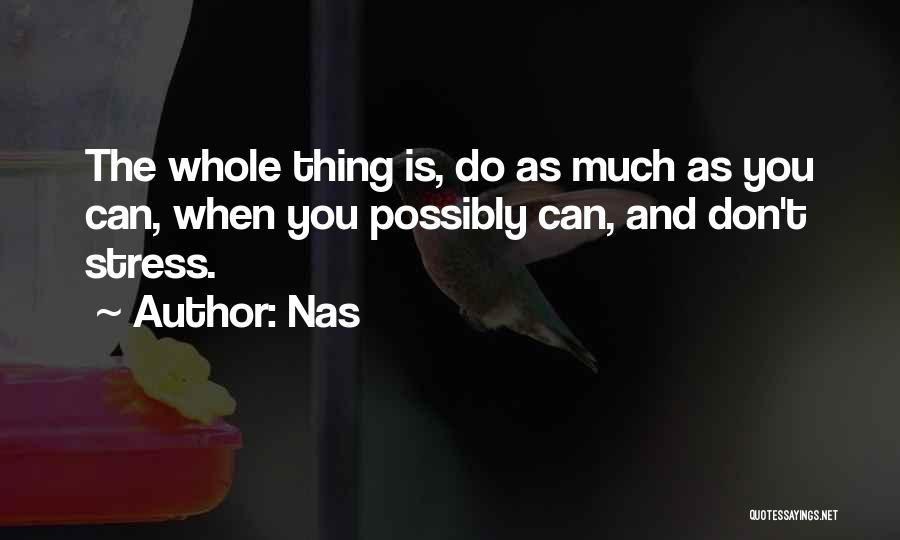 Nas Quotes: The Whole Thing Is, Do As Much As You Can, When You Possibly Can, And Don't Stress.