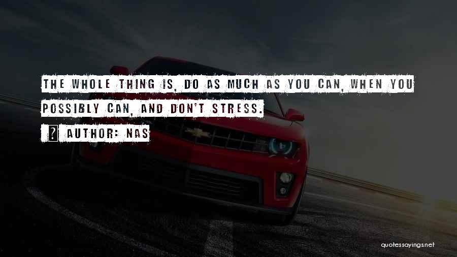 Nas Quotes: The Whole Thing Is, Do As Much As You Can, When You Possibly Can, And Don't Stress.