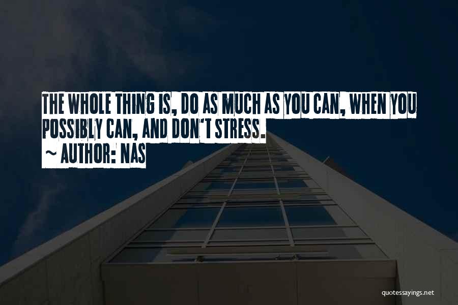 Nas Quotes: The Whole Thing Is, Do As Much As You Can, When You Possibly Can, And Don't Stress.