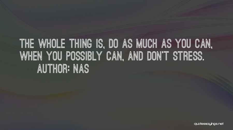 Nas Quotes: The Whole Thing Is, Do As Much As You Can, When You Possibly Can, And Don't Stress.