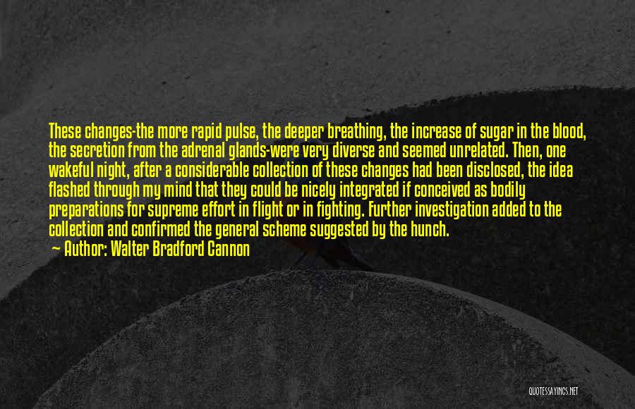 Walter Bradford Cannon Quotes: These Changes-the More Rapid Pulse, The Deeper Breathing, The Increase Of Sugar In The Blood, The Secretion From The Adrenal