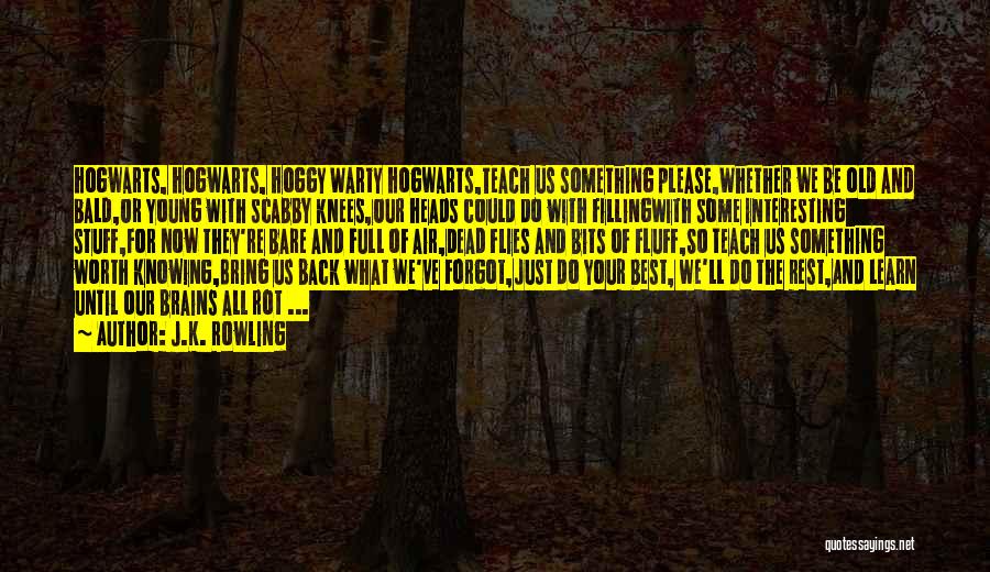 J.K. Rowling Quotes: Hogwarts, Hogwarts, Hoggy Warty Hogwarts,teach Us Something Please,whether We Be Old And Bald,or Young With Scabby Knees,our Heads Could Do
