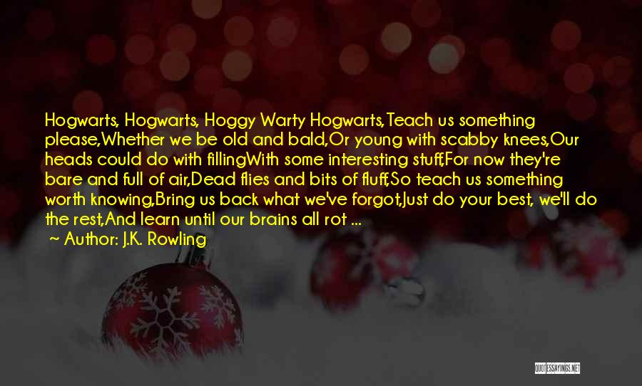 J.K. Rowling Quotes: Hogwarts, Hogwarts, Hoggy Warty Hogwarts,teach Us Something Please,whether We Be Old And Bald,or Young With Scabby Knees,our Heads Could Do