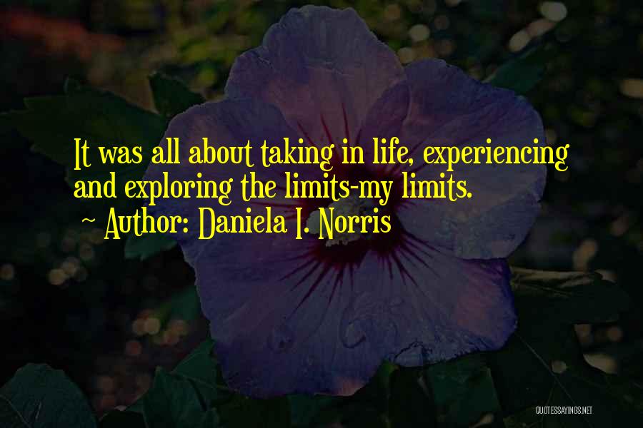 Daniela I. Norris Quotes: It Was All About Taking In Life, Experiencing And Exploring The Limits-my Limits.