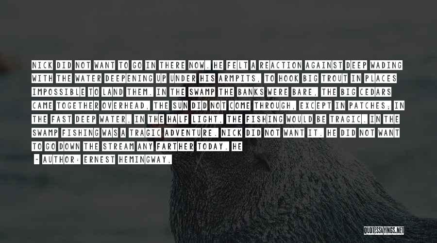 Ernest Hemingway, Quotes: Nick Did Not Want To Go In There Now. He Felt A Reaction Against Deep Wading With The Water Deepening