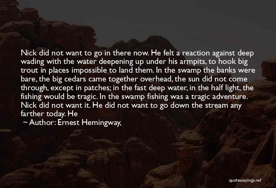 Ernest Hemingway, Quotes: Nick Did Not Want To Go In There Now. He Felt A Reaction Against Deep Wading With The Water Deepening