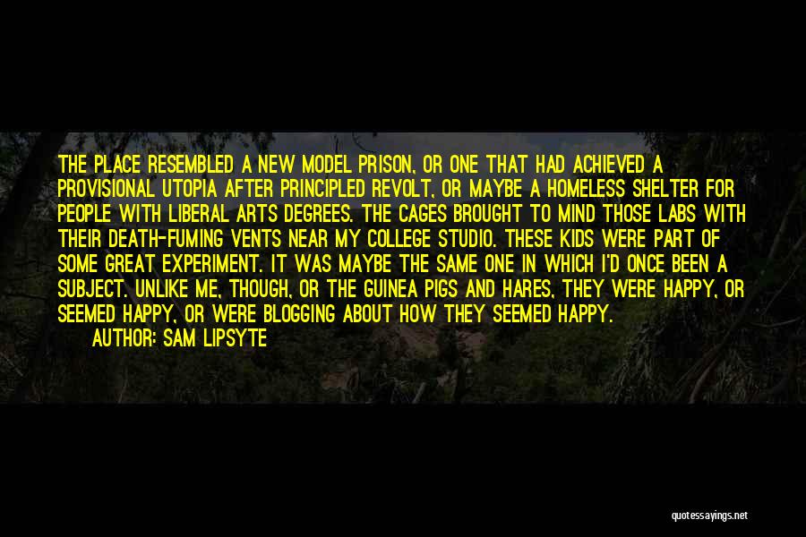 Sam Lipsyte Quotes: The Place Resembled A New Model Prison, Or One That Had Achieved A Provisional Utopia After Principled Revolt, Or Maybe