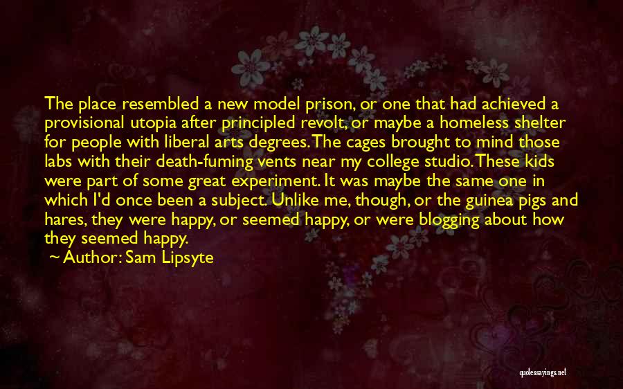 Sam Lipsyte Quotes: The Place Resembled A New Model Prison, Or One That Had Achieved A Provisional Utopia After Principled Revolt, Or Maybe