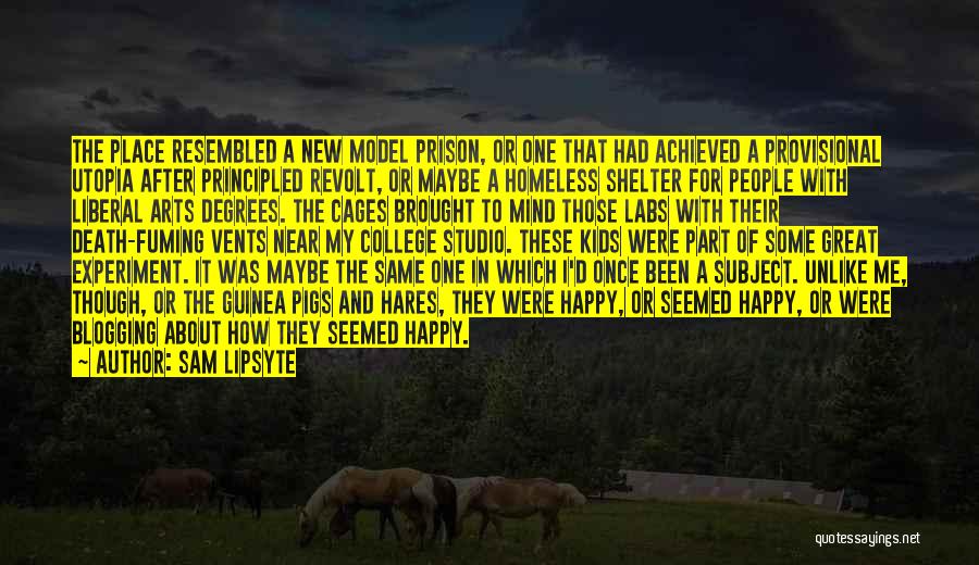 Sam Lipsyte Quotes: The Place Resembled A New Model Prison, Or One That Had Achieved A Provisional Utopia After Principled Revolt, Or Maybe