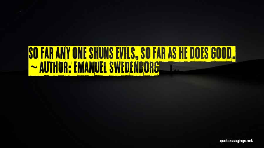 Emanuel Swedenborg Quotes: So Far Any One Shuns Evils, So Far As He Does Good.