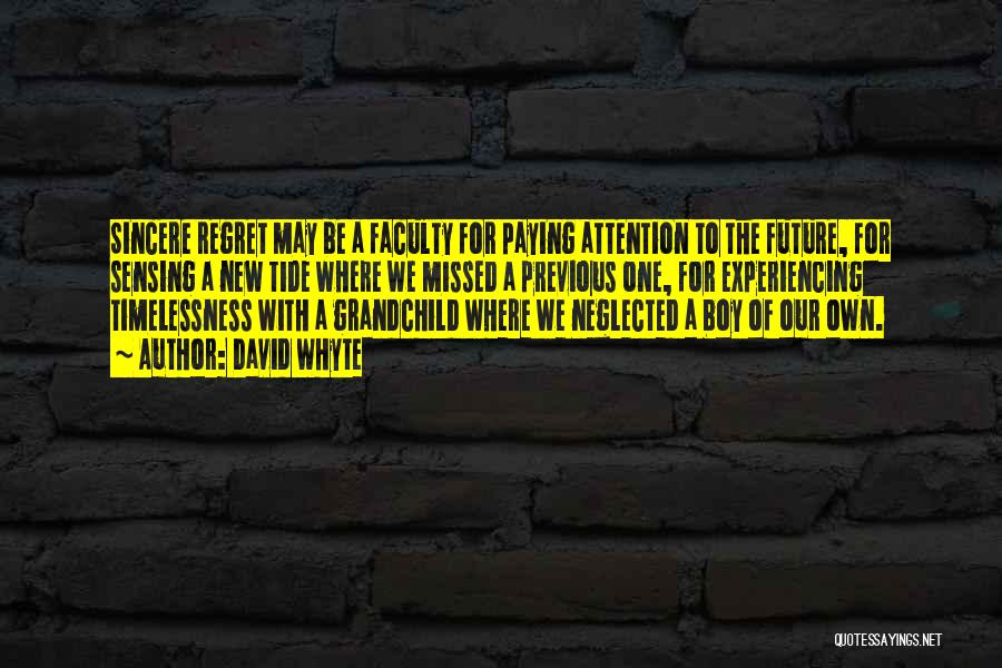 David Whyte Quotes: Sincere Regret May Be A Faculty For Paying Attention To The Future, For Sensing A New Tide Where We Missed