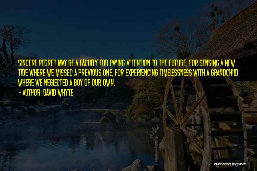 David Whyte Quotes: Sincere Regret May Be A Faculty For Paying Attention To The Future, For Sensing A New Tide Where We Missed