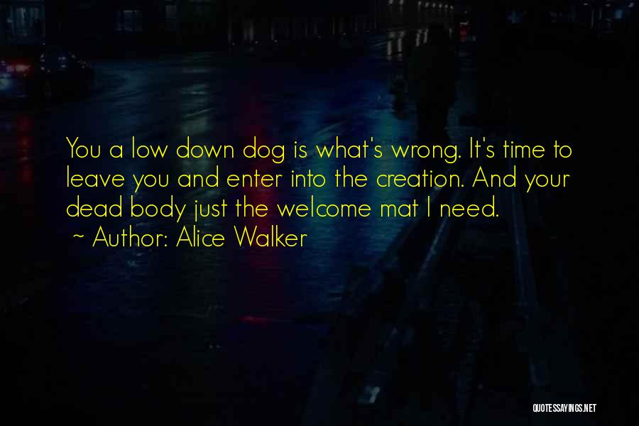 Alice Walker Quotes: You A Low Down Dog Is What's Wrong. It's Time To Leave You And Enter Into The Creation. And Your