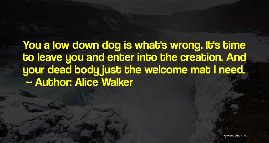 Alice Walker Quotes: You A Low Down Dog Is What's Wrong. It's Time To Leave You And Enter Into The Creation. And Your