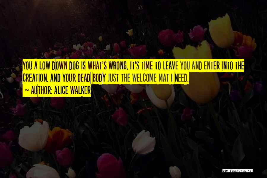 Alice Walker Quotes: You A Low Down Dog Is What's Wrong. It's Time To Leave You And Enter Into The Creation. And Your