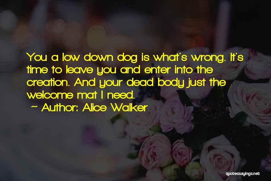 Alice Walker Quotes: You A Low Down Dog Is What's Wrong. It's Time To Leave You And Enter Into The Creation. And Your