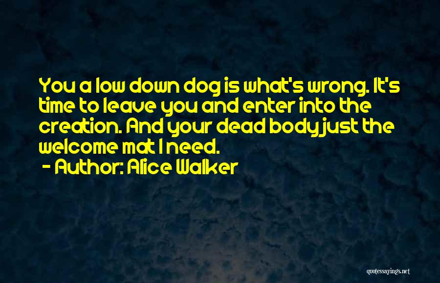 Alice Walker Quotes: You A Low Down Dog Is What's Wrong. It's Time To Leave You And Enter Into The Creation. And Your