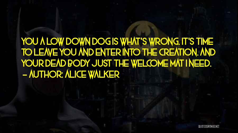 Alice Walker Quotes: You A Low Down Dog Is What's Wrong. It's Time To Leave You And Enter Into The Creation. And Your