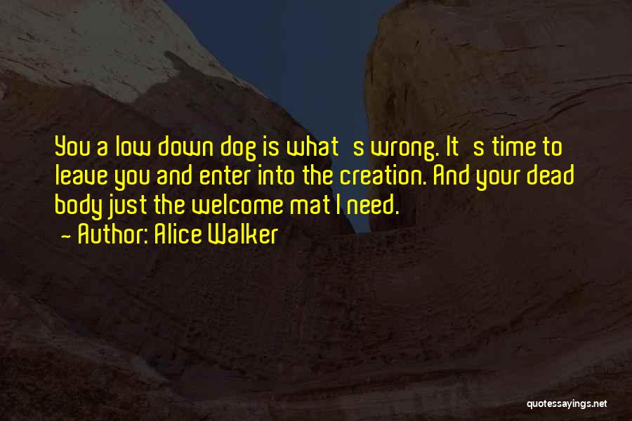 Alice Walker Quotes: You A Low Down Dog Is What's Wrong. It's Time To Leave You And Enter Into The Creation. And Your