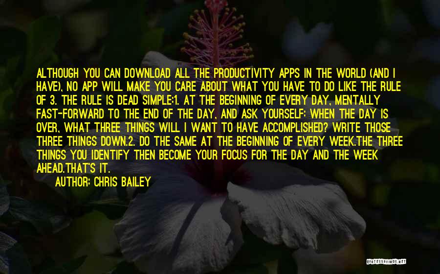 Chris Bailey Quotes: Although You Can Download All The Productivity Apps In The World (and I Have), No App Will Make You Care