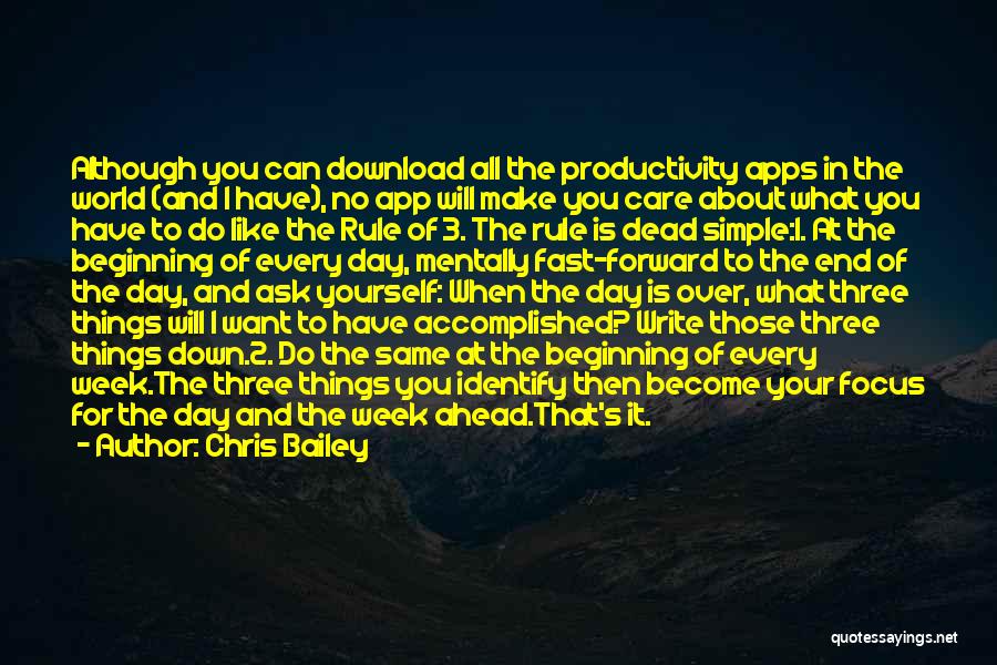 Chris Bailey Quotes: Although You Can Download All The Productivity Apps In The World (and I Have), No App Will Make You Care