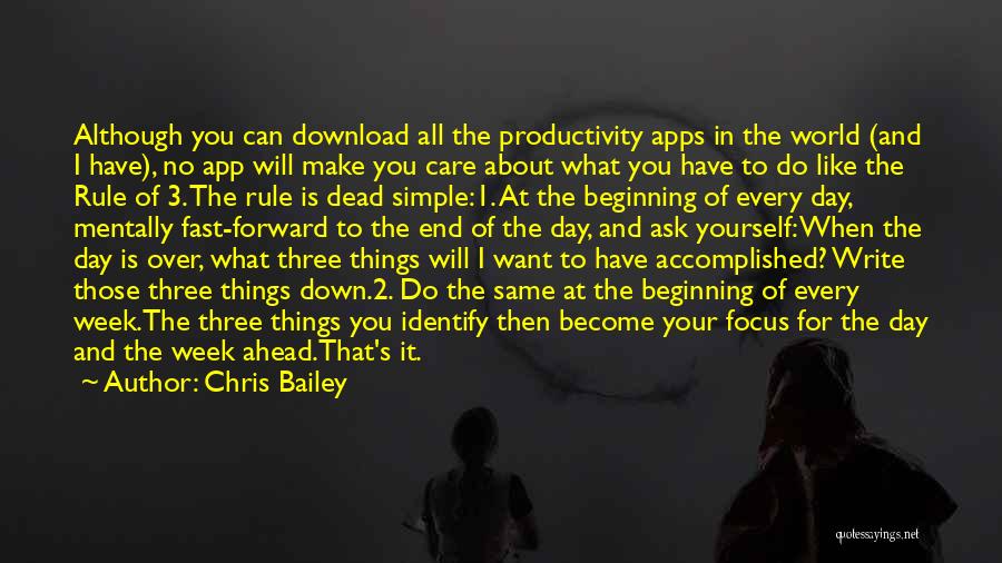 Chris Bailey Quotes: Although You Can Download All The Productivity Apps In The World (and I Have), No App Will Make You Care