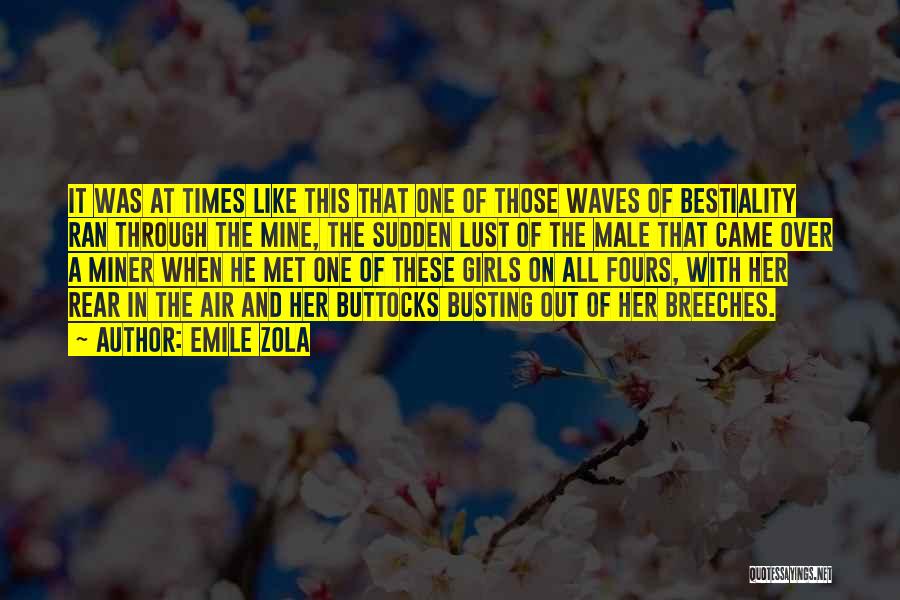 Emile Zola Quotes: It Was At Times Like This That One Of Those Waves Of Bestiality Ran Through The Mine, The Sudden Lust