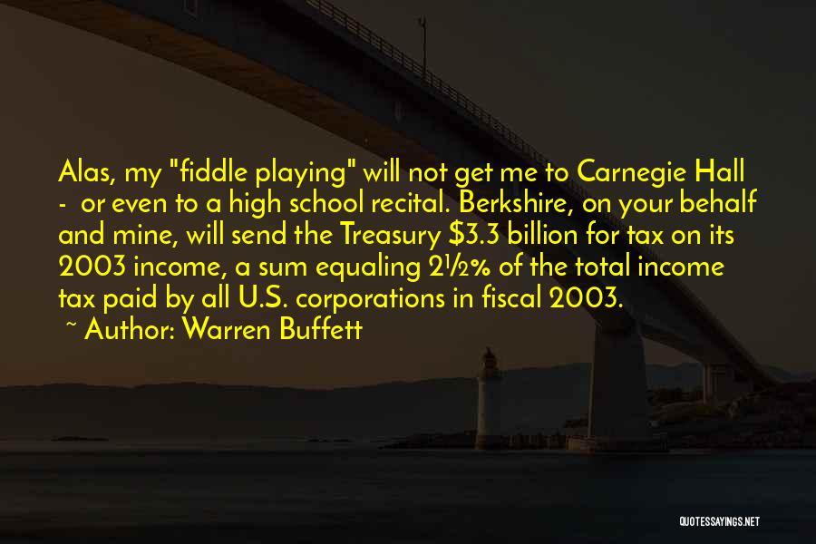 Warren Buffett Quotes: Alas, My Fiddle Playing Will Not Get Me To Carnegie Hall - Or Even To A High School Recital. Berkshire,