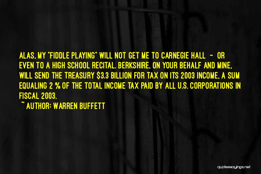 Warren Buffett Quotes: Alas, My Fiddle Playing Will Not Get Me To Carnegie Hall - Or Even To A High School Recital. Berkshire,