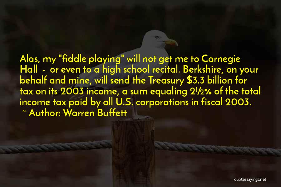 Warren Buffett Quotes: Alas, My Fiddle Playing Will Not Get Me To Carnegie Hall - Or Even To A High School Recital. Berkshire,