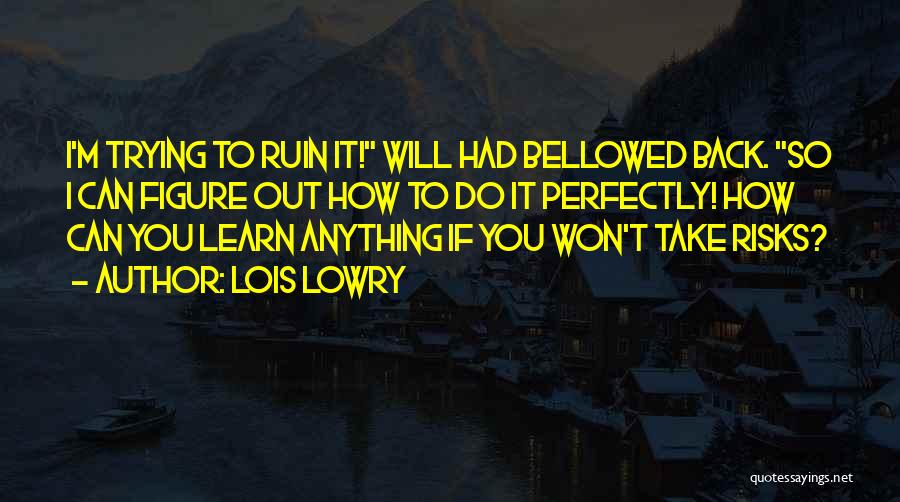 Lois Lowry Quotes: I'm Trying To Ruin It! Will Had Bellowed Back. So I Can Figure Out How To Do It Perfectly! How