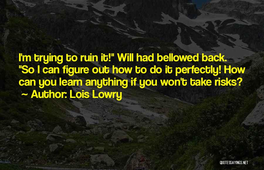 Lois Lowry Quotes: I'm Trying To Ruin It! Will Had Bellowed Back. So I Can Figure Out How To Do It Perfectly! How