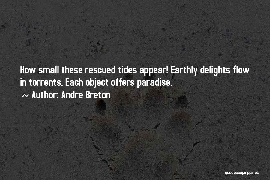 Andre Breton Quotes: How Small These Rescued Tides Appear! Earthly Delights Flow In Torrents. Each Object Offers Paradise.