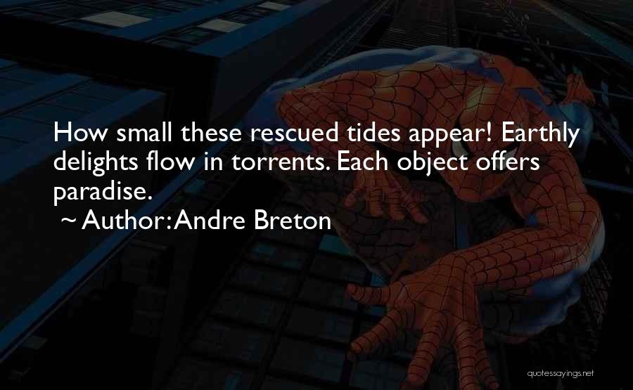 Andre Breton Quotes: How Small These Rescued Tides Appear! Earthly Delights Flow In Torrents. Each Object Offers Paradise.