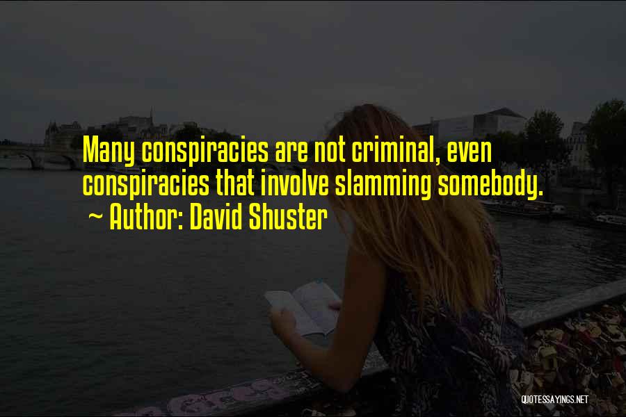 David Shuster Quotes: Many Conspiracies Are Not Criminal, Even Conspiracies That Involve Slamming Somebody.